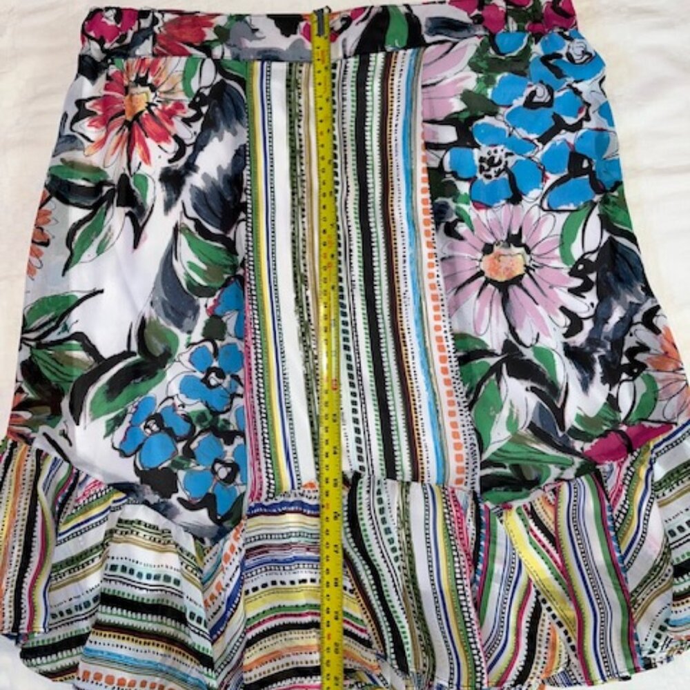 MELISSA PAIGE | Floral & Stripe Ruffled Skirt Petite Medium Elastic Waist-EUC - Picture 5 of 10